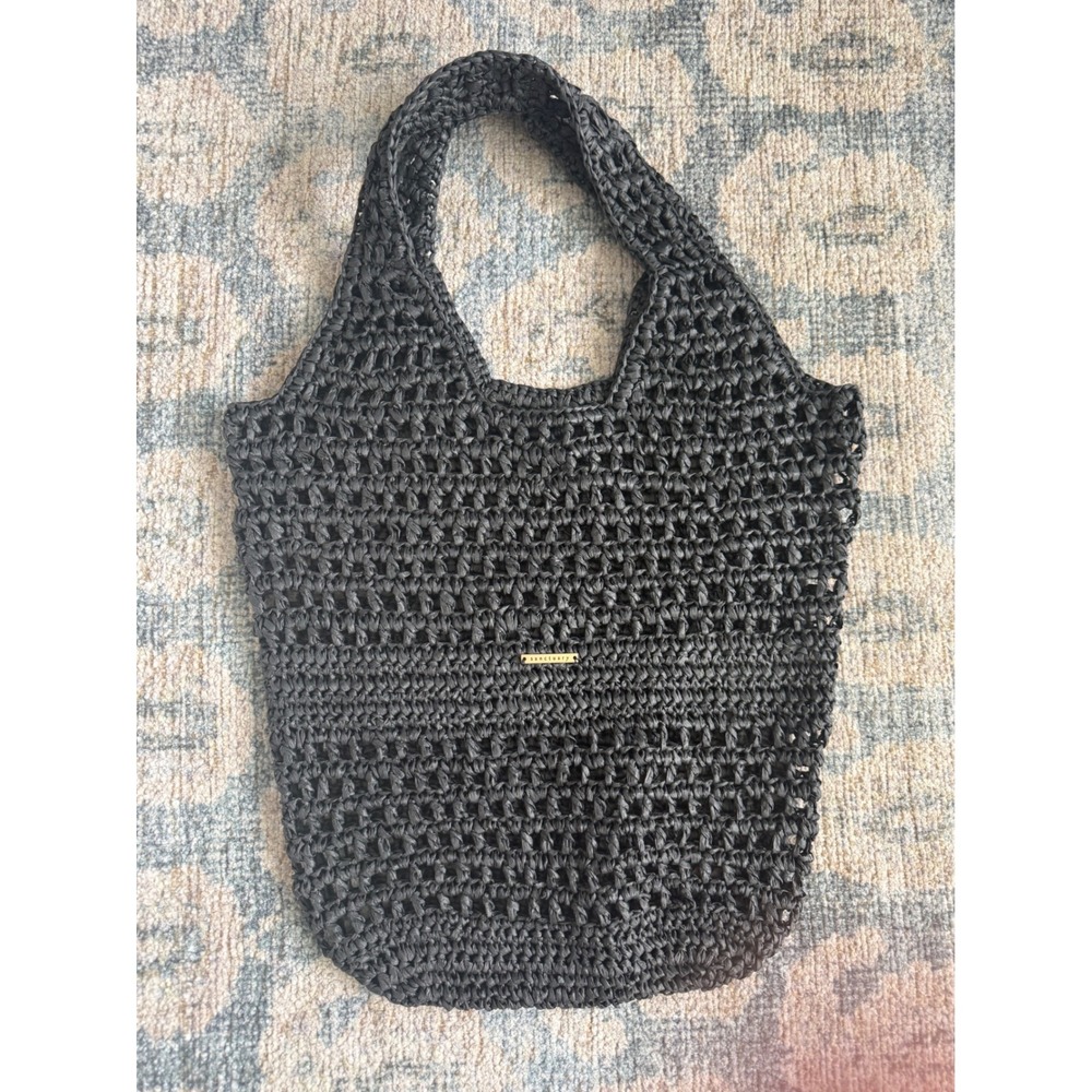Sanctuary Evereve‎ Barbados Rattan Tote Bag Black NWOT Never Worn